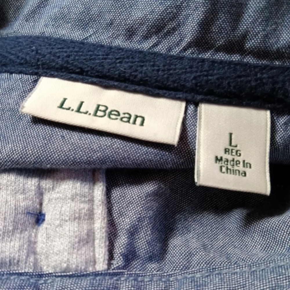LL Bean Mens Gray Pullover Snap Neck Sweatshirt Sweater Size L 100% Cotton - Picture 6 of 7